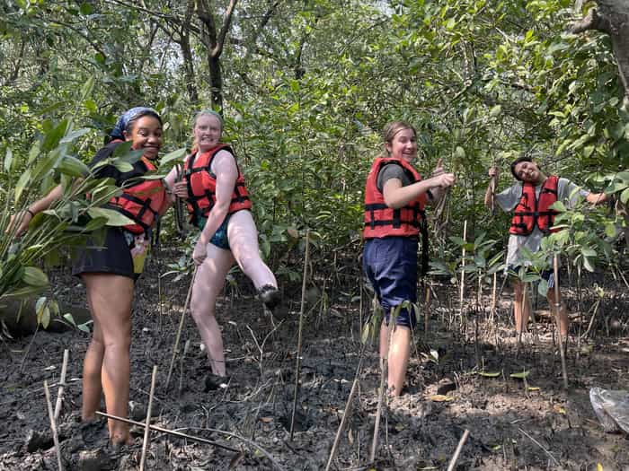 Service learning at mangrove conservation center outside of Bangkok Thailand